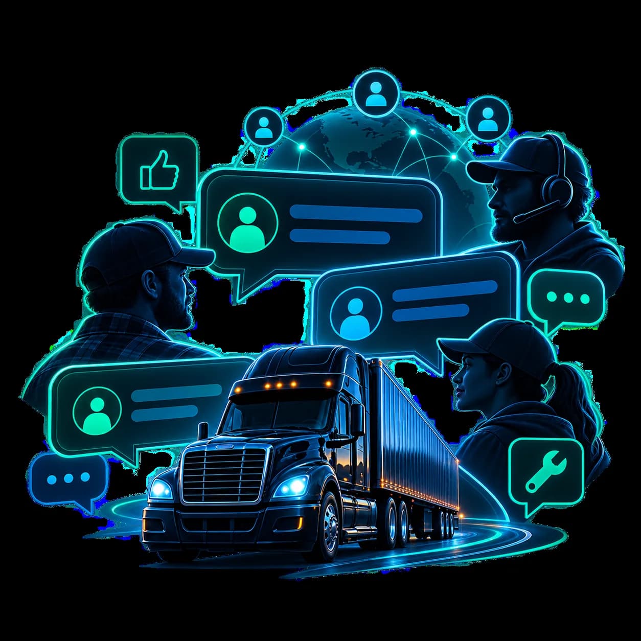 Driver community and trucking forum illustration